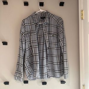 light blue, black, and white flannel from Pacsun. In size M/L